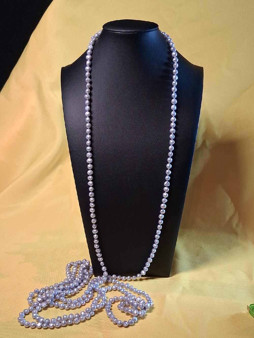 102" Elegant Long Genuine Pearl Strand Necklace - Gray